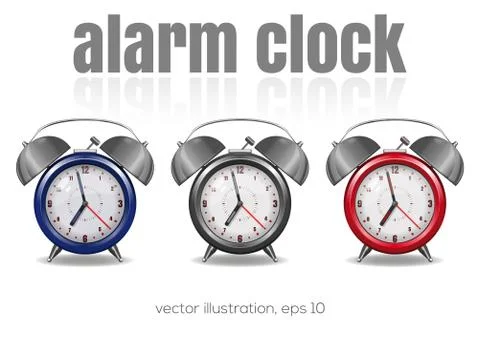 Multicolored alarm clocks Stock Illustration