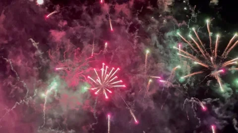 Multicolored Amazing Fireworks Stock Footage 287496663