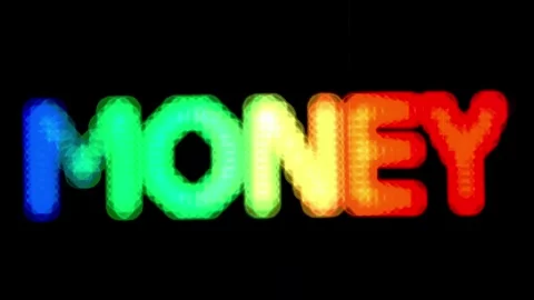 Multicolored and defocused looping neon MONEY message on black Stock Footage 293752364