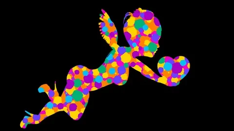 Multicolored angels. 21 loop animations. Alpha channel. Alpha matte. Full HD. Stock Footage 85854918