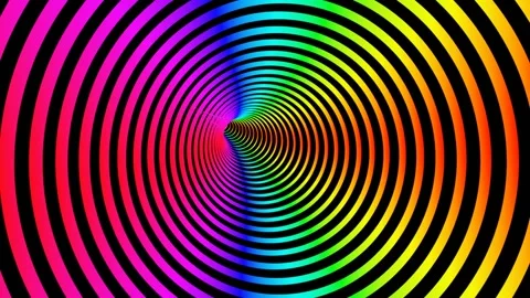 Multicolored Animated hypnotic tunnel with rainbow stripes. Seamless loop. Stock Footage 212600033