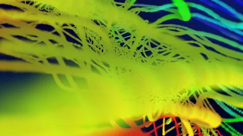 Multicolored animated lines on a black background. rainbow abstract background.  Stock Footage 125715988