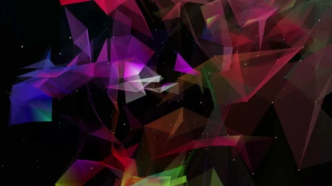 Multicolored animated particles on black space. abstract futuristic composition. Stock Footage 96588766