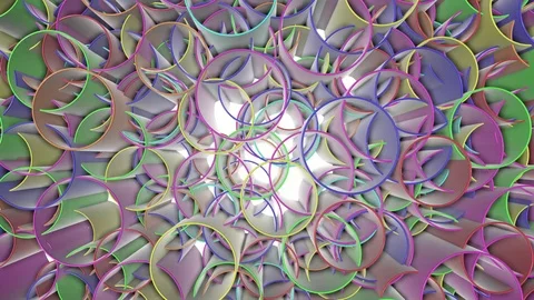 Multicolored animated rings. abstract background. 3d render Stock Footage 101665346