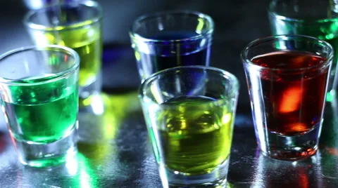 Multicolored array of alcohol shots. Stock Footage 62284322