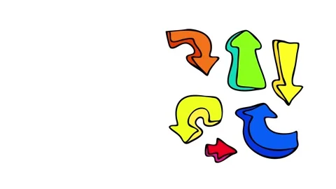 Multicolored arrows guiding to any direction suggesting people impulse for Stock Footage 132071638