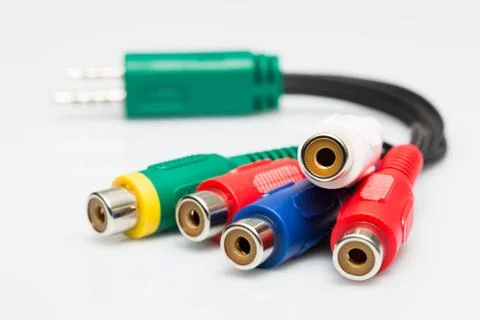 Multicolored audio cable Stock Photos