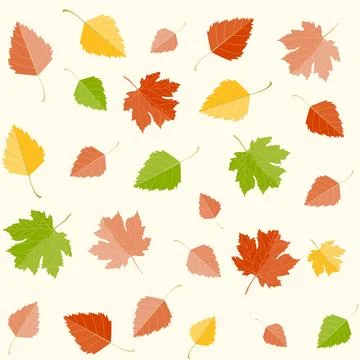 Multicolored autumn seamless pattern of autumn maple and birch leaves on a Illustrazione stock