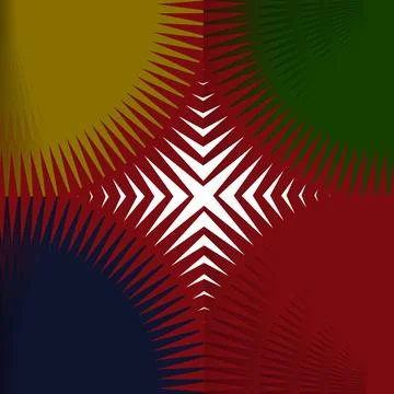 Multicolored background with a central white geometric starburst Stock Illustration