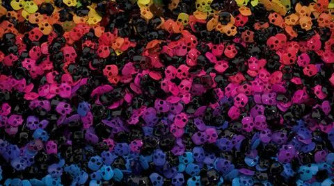 Multicolored background with fun stylized tiny skulls Stock Illustration