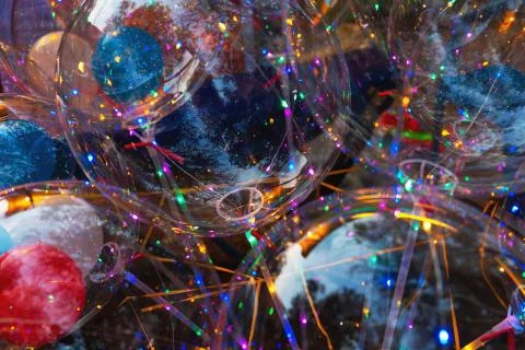 Multicolored background of glowing led balloons Stock Photos