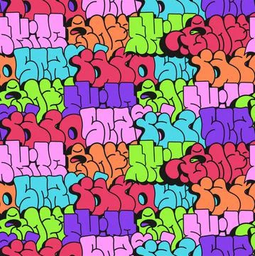 Multicolored background, graffiti letters, graffiti street art Stock Illustration