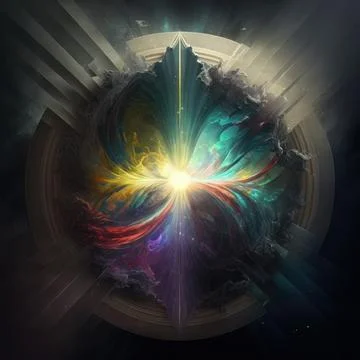 Multicolored background holy light cloud circle glory emerging nebula desig.. Stock Illustration