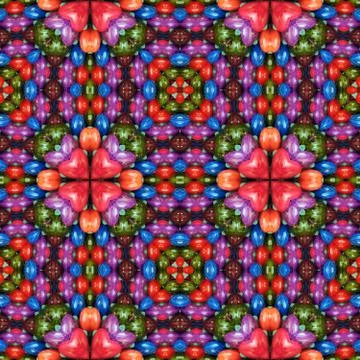 Multicolored background with red hearts Stock Illustration