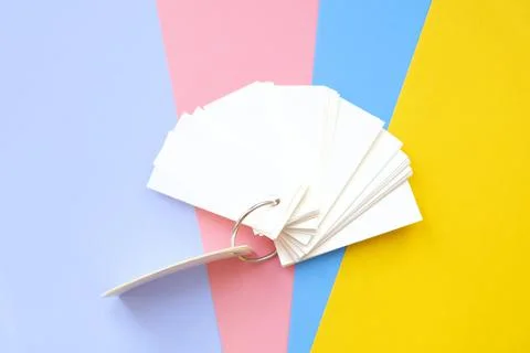 Multicolored background from sheets of paper and stack of blank sheets mockup 스톡 사진