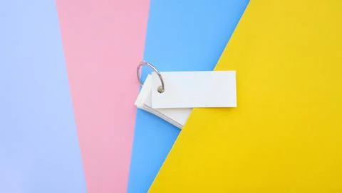 Multicolored background from sheets of paper and stack of blank sheets mockup 스톡 사진
