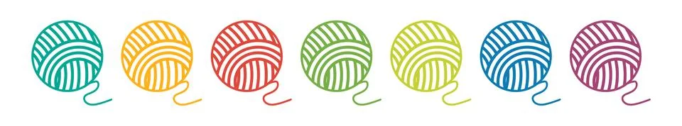 Multicolored ball of thread icon. Wool skein symbol. Sign knitting element .. Stock Illustration