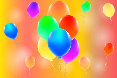Multicolored balloons on a bright colored background. Universal holiday Stock Illustration