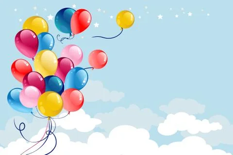 Multicolored balloons card Stock Illustration