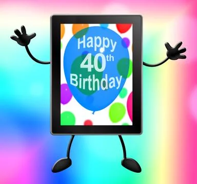 Multicolored Balloons For Celebrating A 40th or Fortieth Birthday Stock Illustration