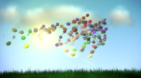 Multicolored Balloons Flying In Sky Stock Footage 40229232