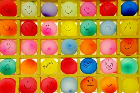 Multicolored balloons shooting target  background. Stock Photos