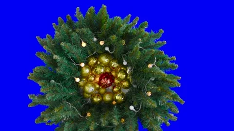 Multicolored balls among Christmas tree branches on a chroma key background Stock Footage 194683029