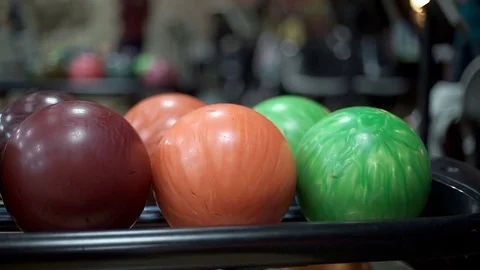 Multicolored Balls for Bowling Stock Footage 72388052