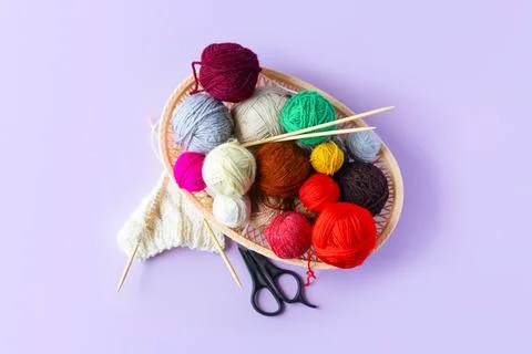 Multicolored balls of thread Stock Photos