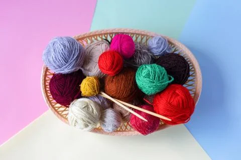 Multicolored balls of thread Stock Photos
