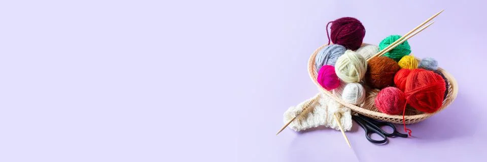 Multicolored balls of thread Stock Photos