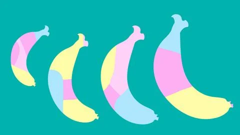 Multicolored bananas. Vector pop art pattern of colorful bananas. Abstract ar Stock Illustration