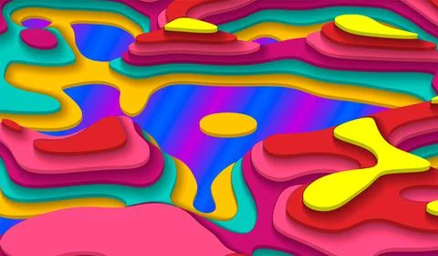 Multicolored banners with a three-dimensional abstract background of paper cu Stock Illustration