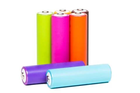 Multicolored Batteries Stock Photos