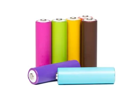 Multicolored Batteries Stock Photos