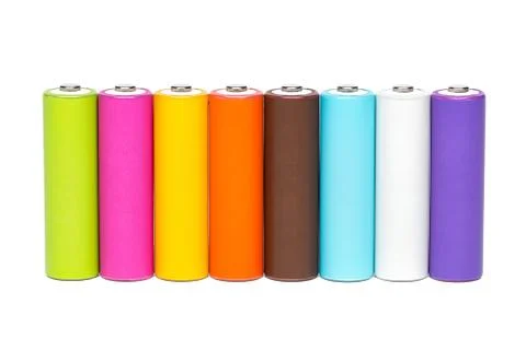 Multicolored Batteries Stock Photos