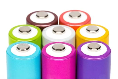Multicolored Batteries Stock Photos