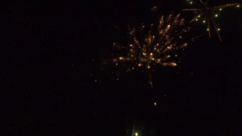 Multicolored beautiful firework salute. Multiple fireworks. Beautiful firewor Stock Footage 77693049