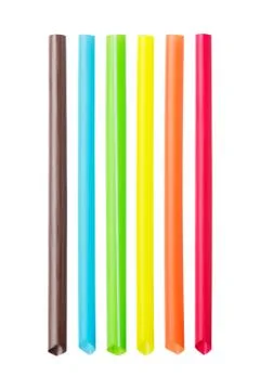 Multicolored big plastic straws Stock Photos