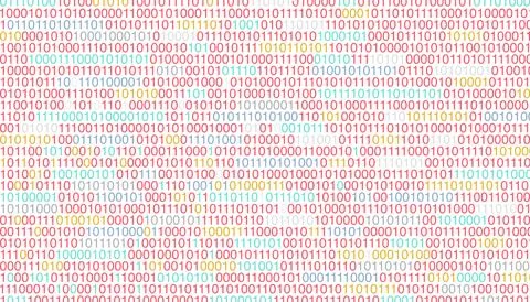 Multicolored binary code. Background for high-tech in flat style Stockfoto's