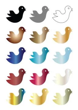 Multicolored birds cartoon vector set Stock Illustration