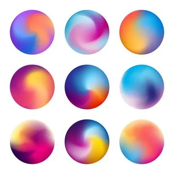 Multicolored blurred circles. Blurred spheres with gradient meshes. Vibrant.. Stock Illustration