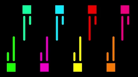 Multicolored bouncing vertical bars animation isolated on black background Видео 337564966