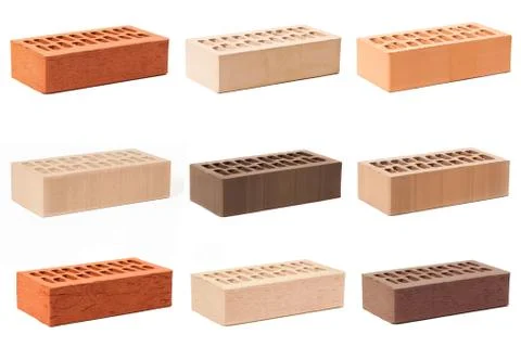 Multicolored bricks on an isolated white background. Stock Photos