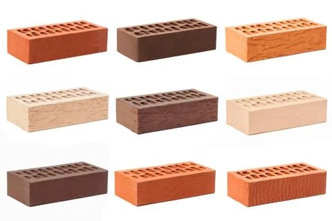 Multicolored bricks on an isolated white background. Stock Photos