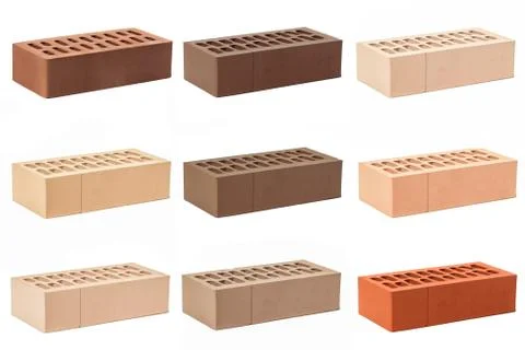 Multicolored bricks on an isolated white background. Stock Photos