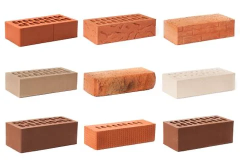 Multicolored bricks on an isolated white background. Stock Photos