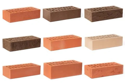 Multicolored bricks on an isolated white background. Stock Photos