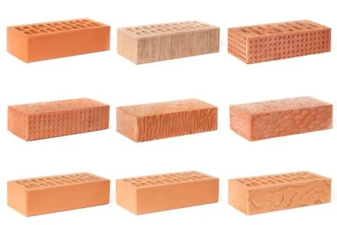 Multicolored bricks on an isolated white background. Stock Photos