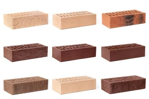 Multicolored bricks on an isolated white background. Stock Photos